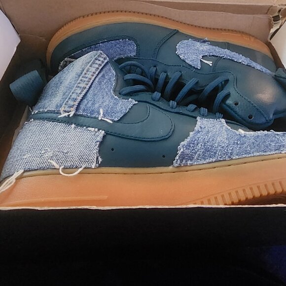 Women's Custom Nike Air Force 1 High SE 'Midnight Turquoise' w/ Denim - Picture 4 of 5